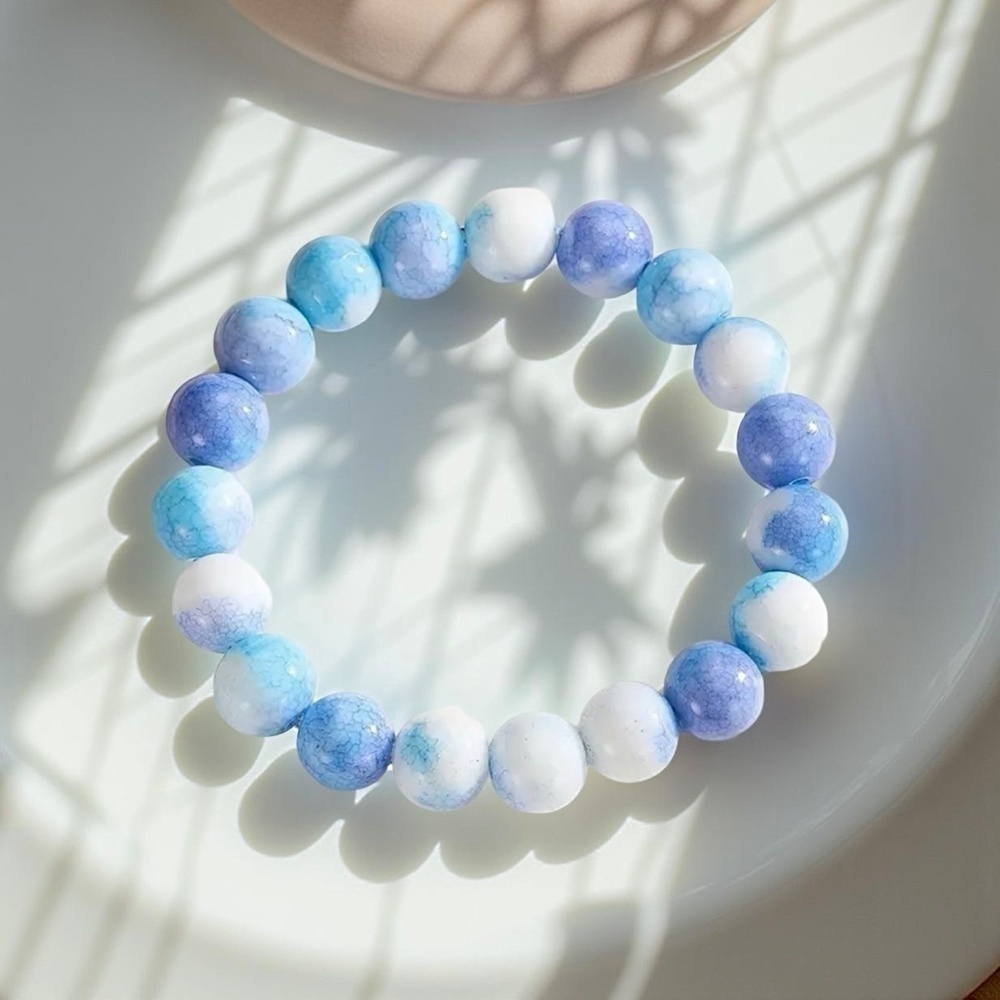 Galaxy Blue Purple Ceramic 10mm Beaded Bracelet